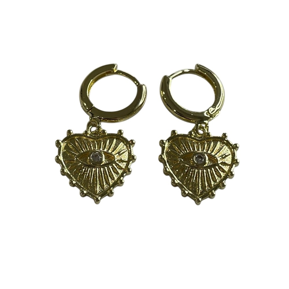 🩵6/$30 — New Gold tone Heart Eye Earrings